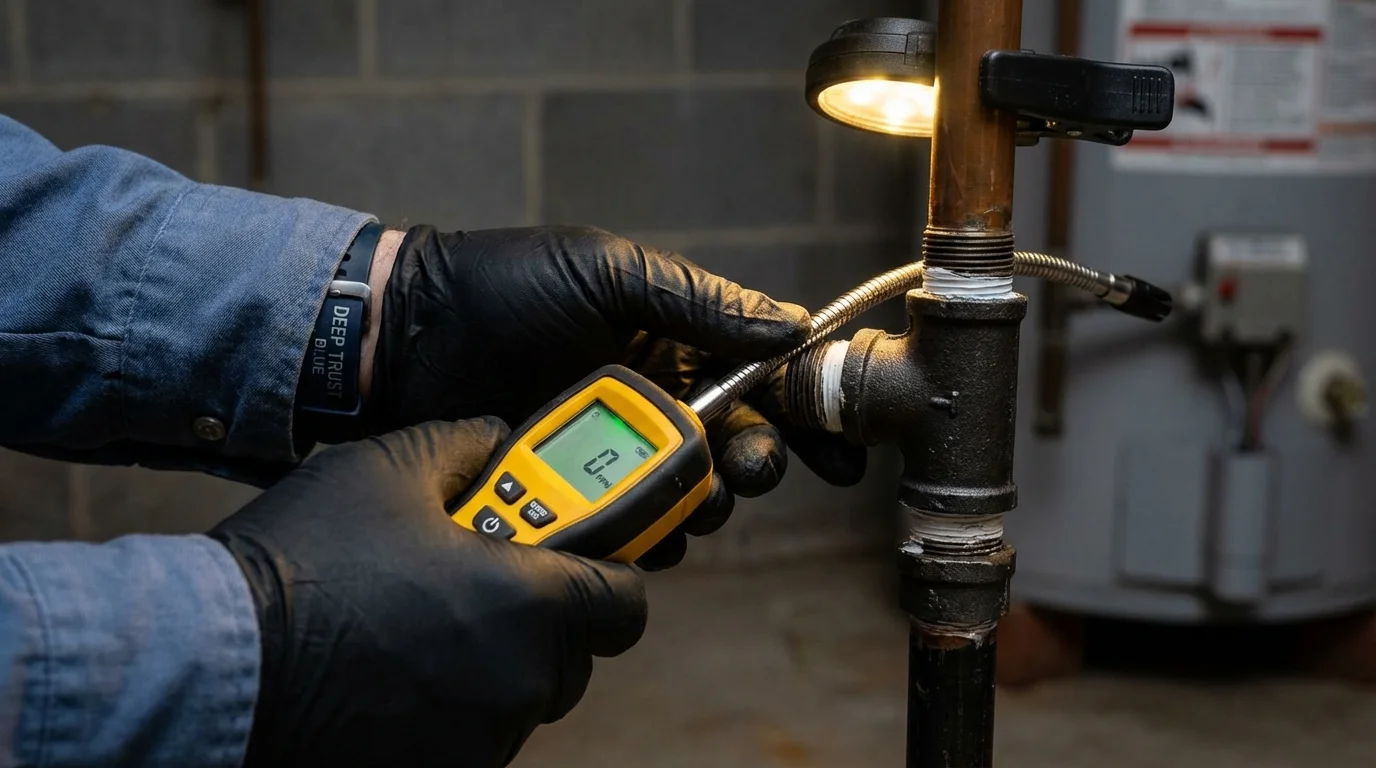 Gas leak detection with electronic sniffer by Johns Plumbing LLC in Colville