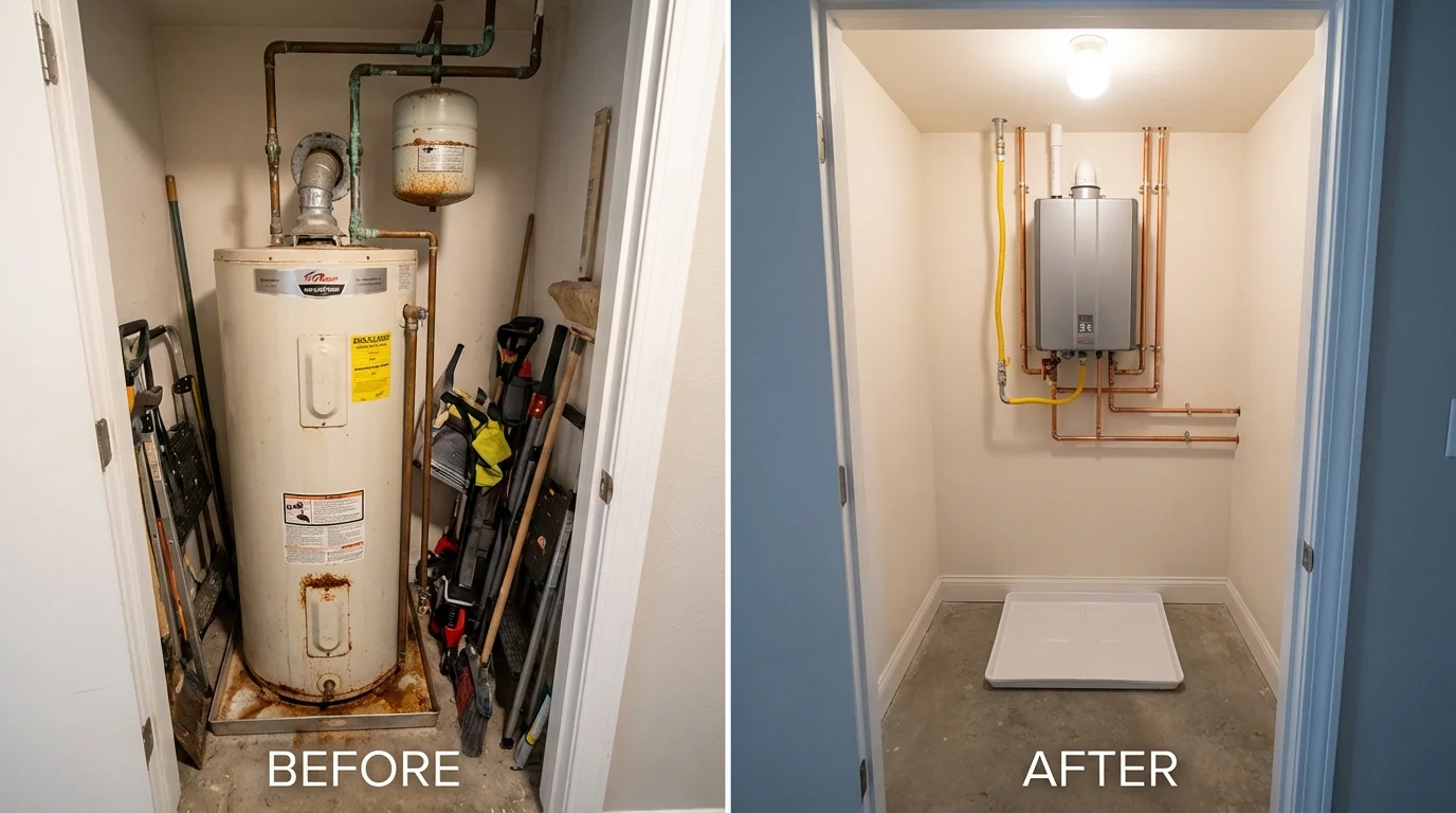 Tank water heater versus wall-mounted tankless unit comparison for Colville, WA homeowners