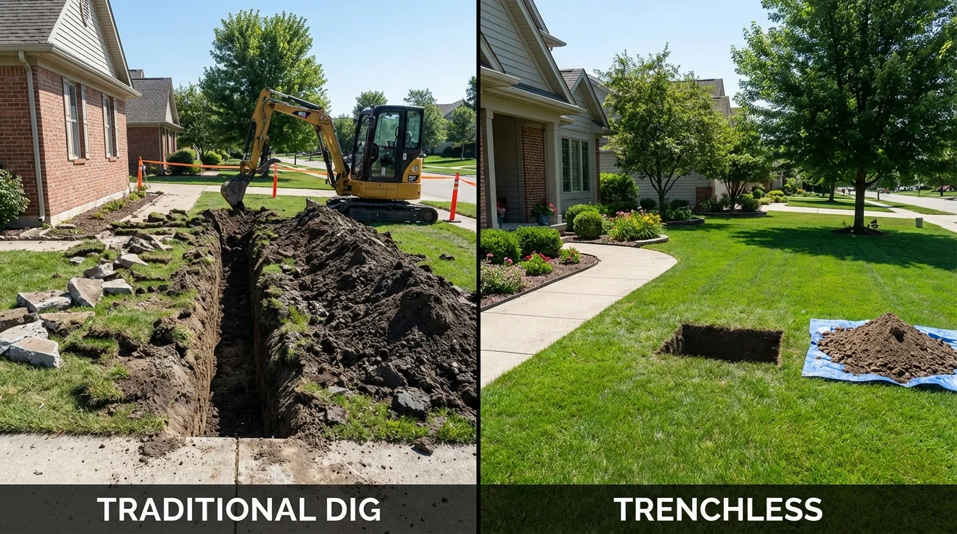 Trenchless sewer repair with minimal yard damage versus traditional excavation in Colville, WA